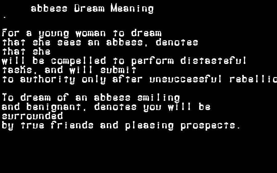  dream meanings abbess