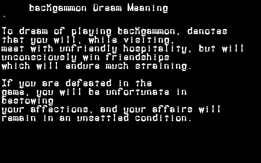  dream meanings backgammon