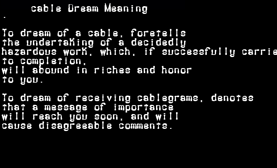  dream meanings cable