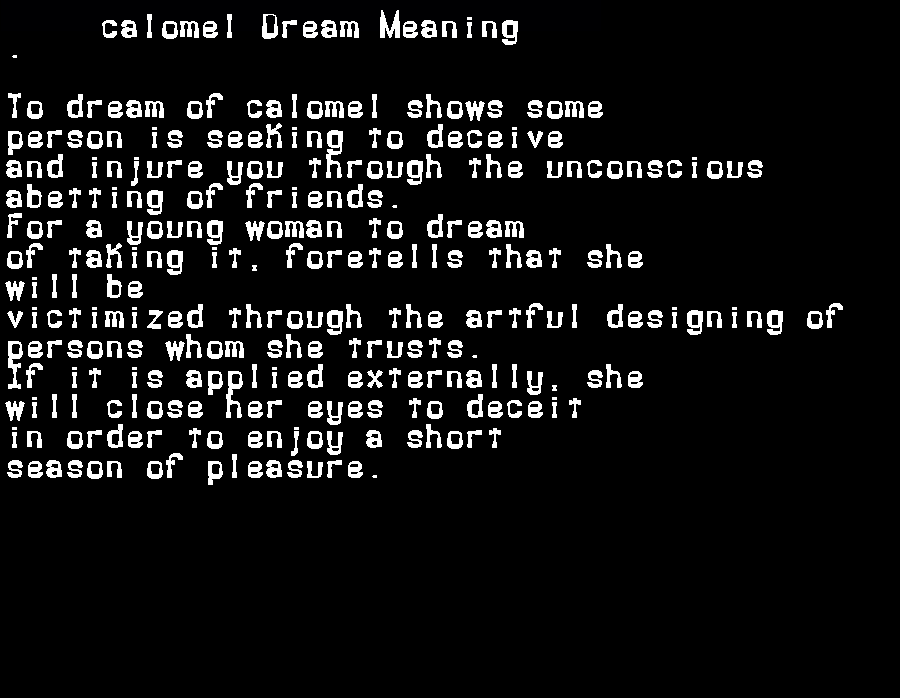  dream meanings calomel