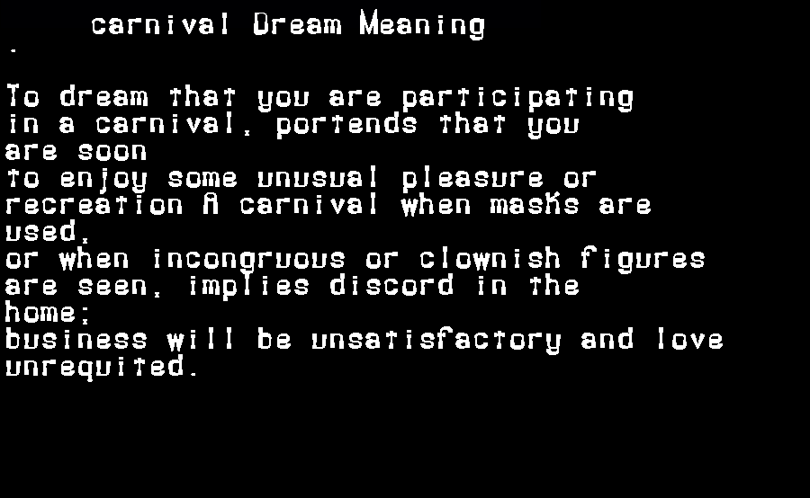  dream meanings carnival