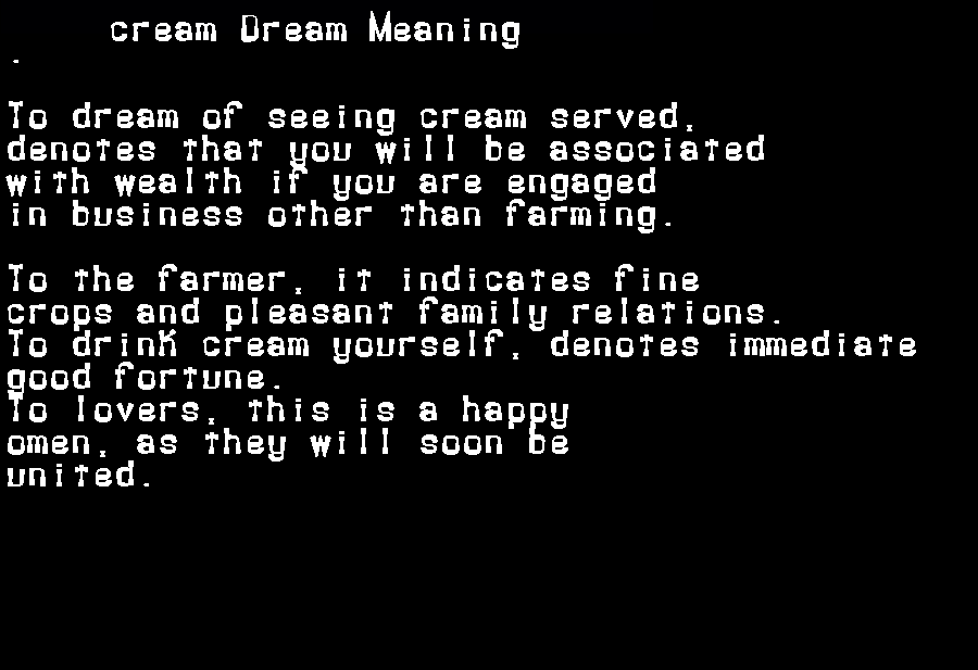  dream meanings cream