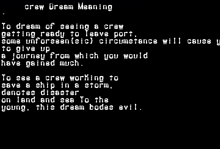  dream meanings crew