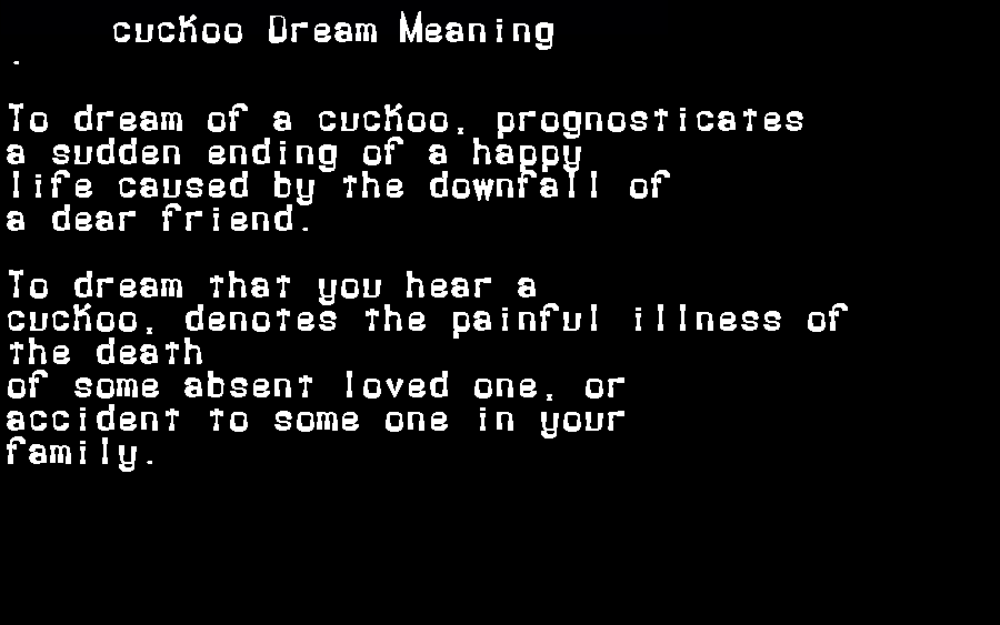  dream meanings cuckoo