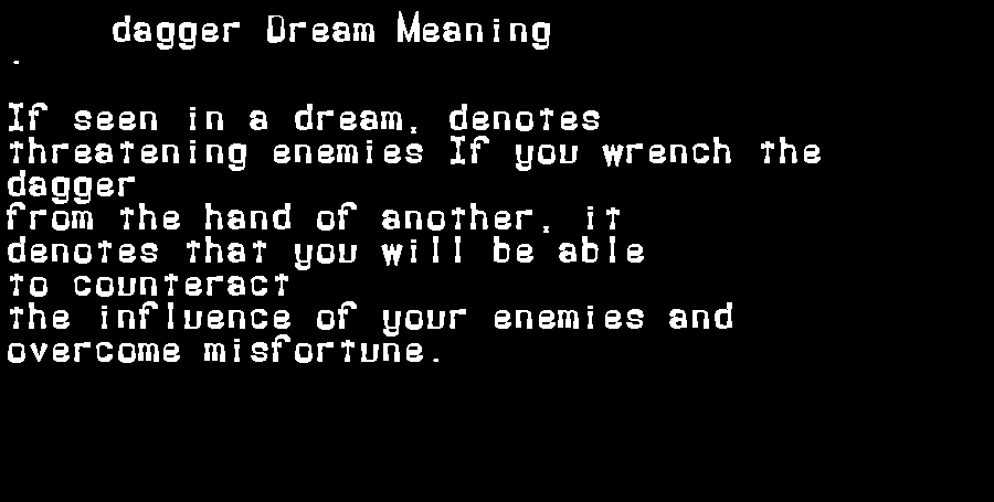  dream meanings dagger