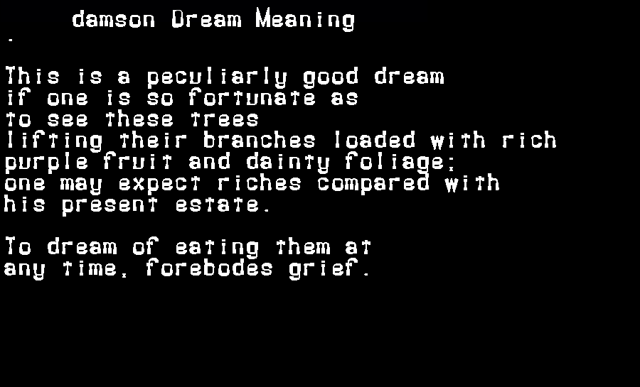  dream meanings damson