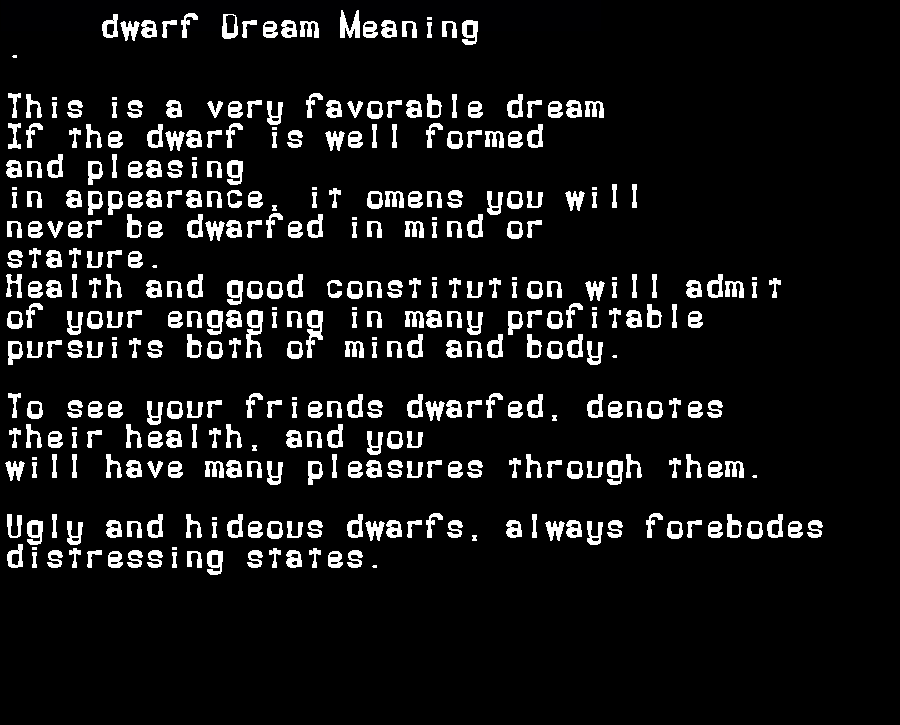  dream meanings dwarf