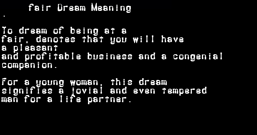  dream meanings fair