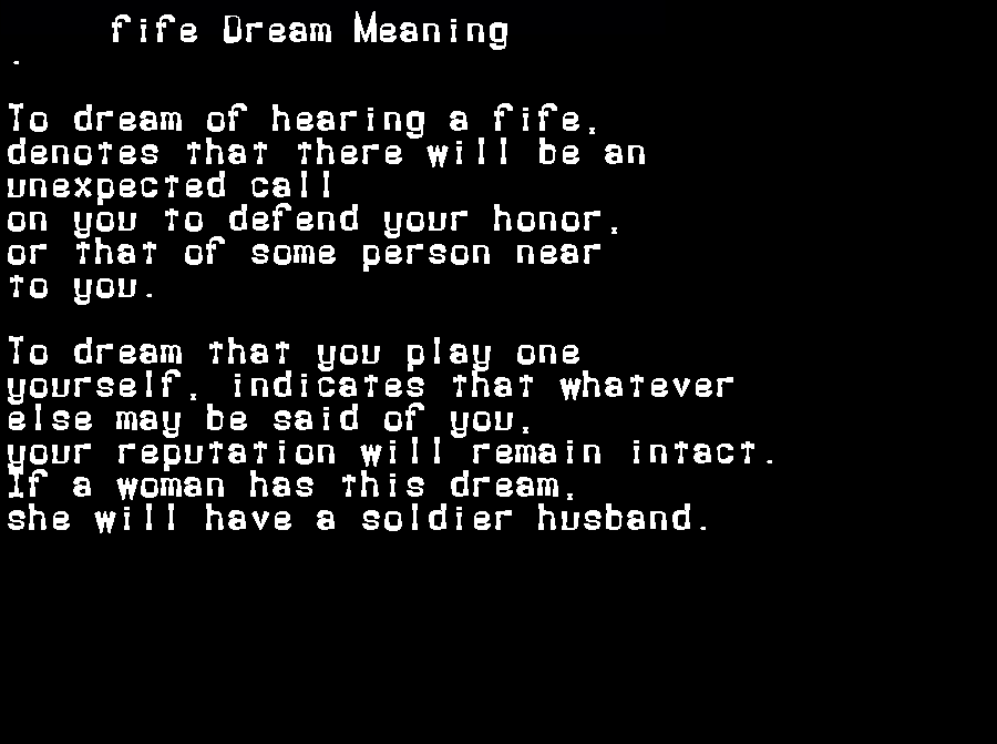  dream meanings fife