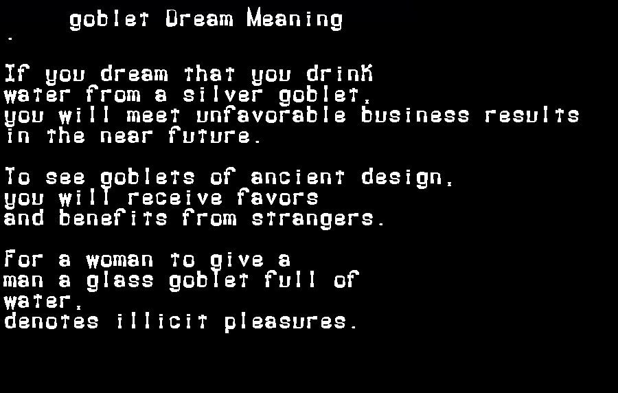  dream meanings goblet