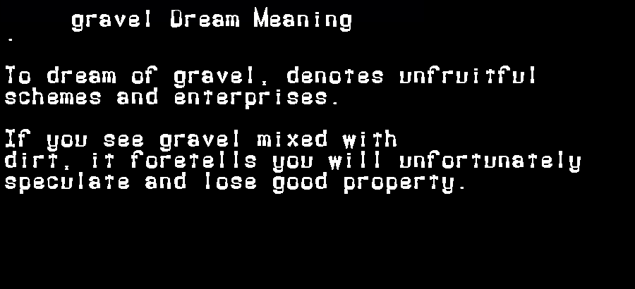  dream meanings gravel