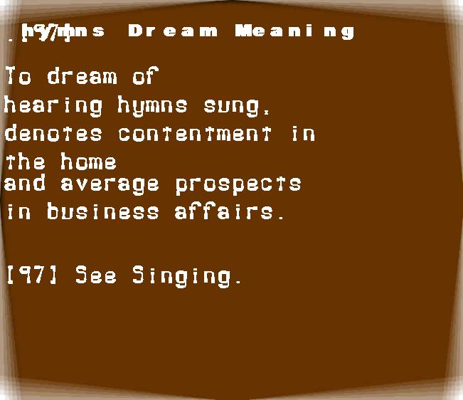  dream meanings hymns