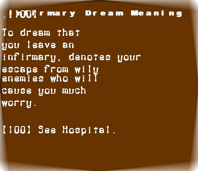  dream meanings infirmary