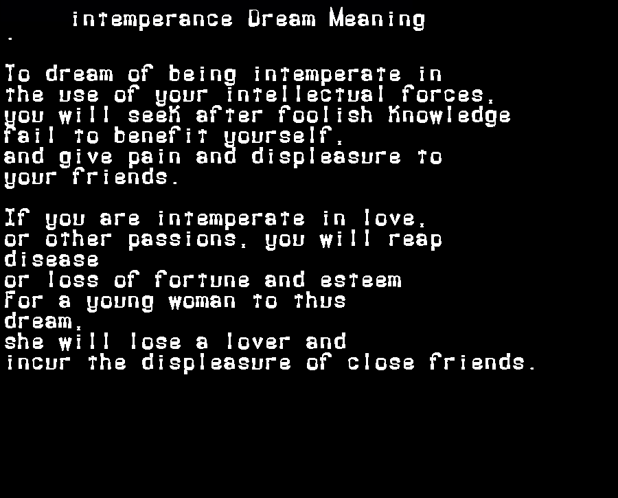  dream meanings intemperance