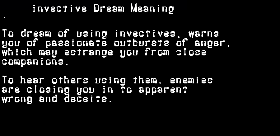  dream meanings invective