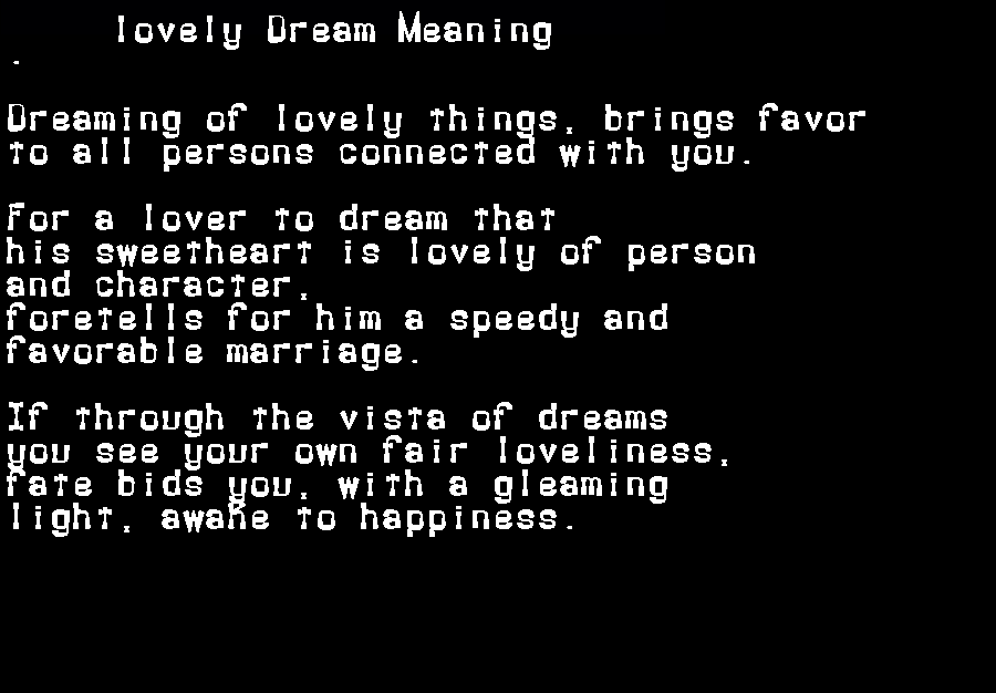  dream meanings lovely