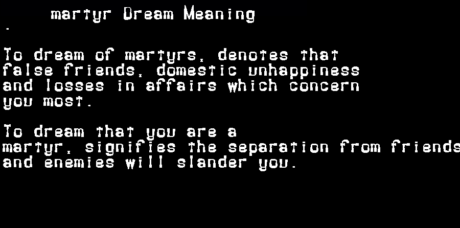  dream meanings martyr