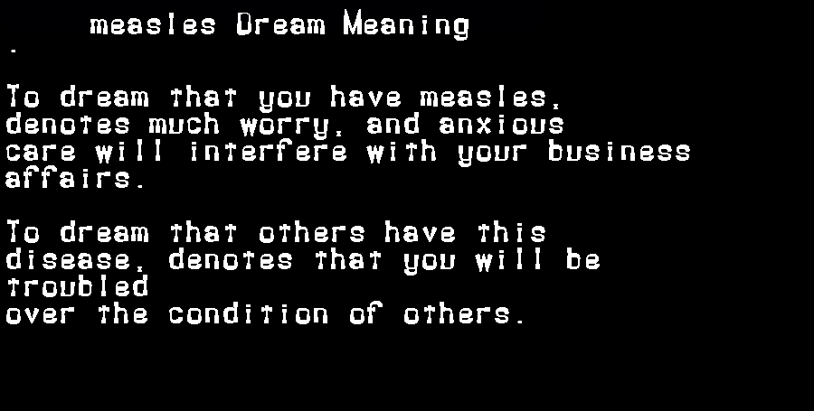  dream meanings measles