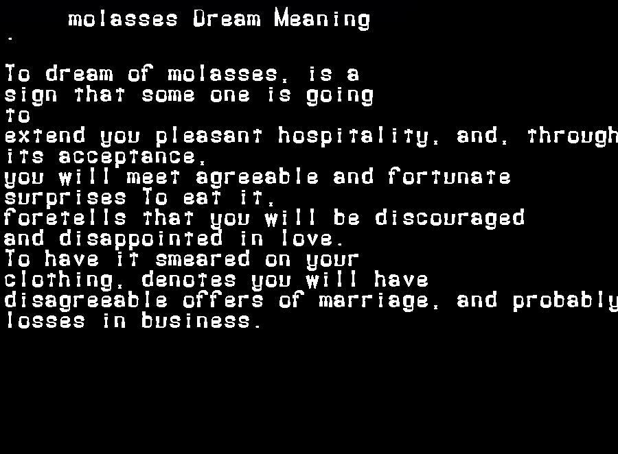  dream meanings molasses