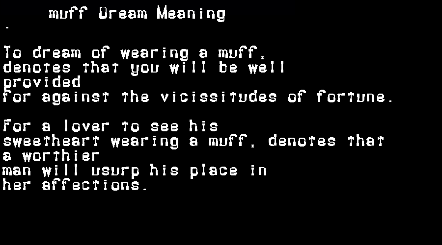  dream meanings muff