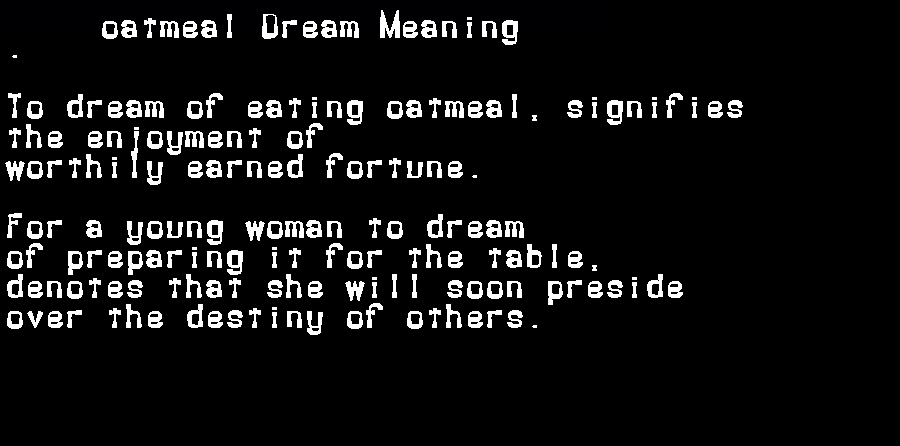  dream meanings oatmeal