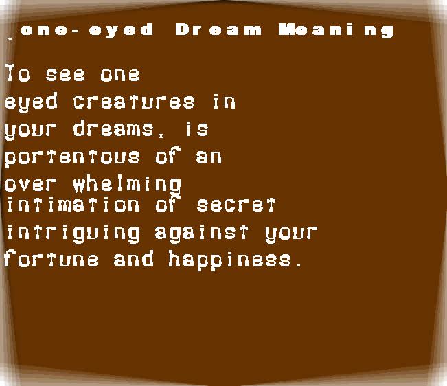  dream meanings one-eyed