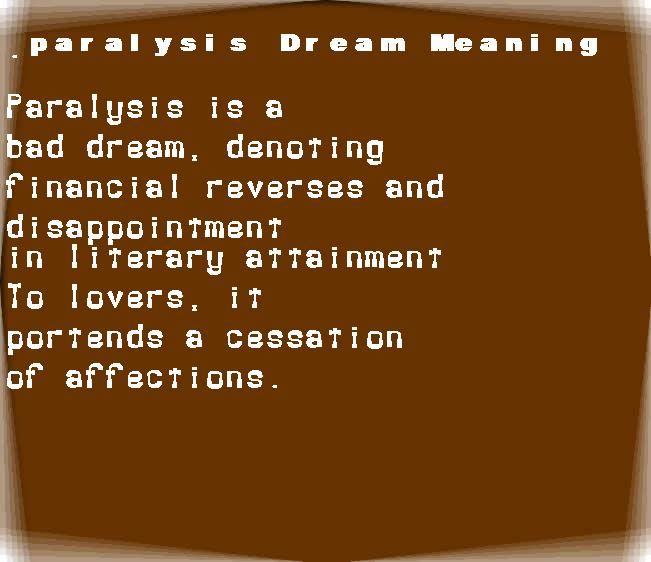  dream meanings paralysis