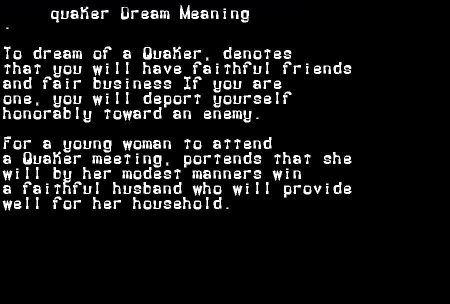  dream meanings quaker