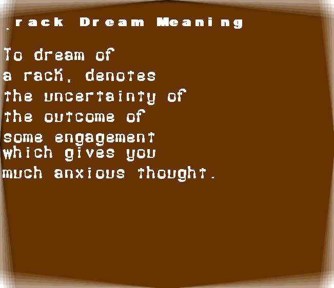  dream meanings rack