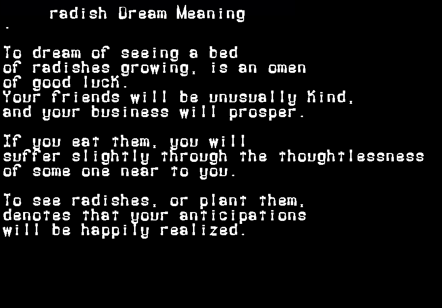  dream meanings radish