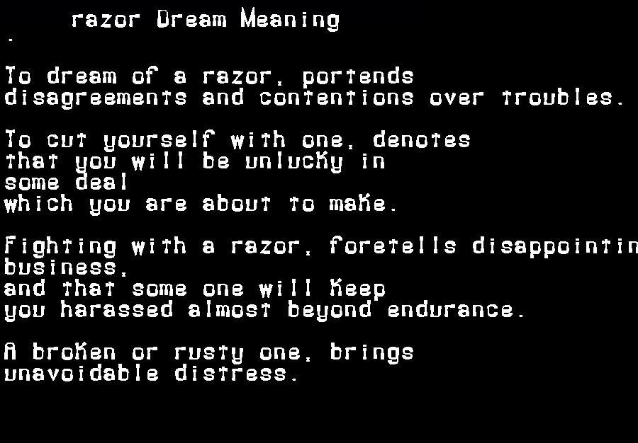  dream meanings razor