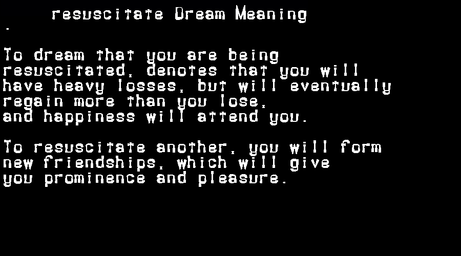  dream meanings resuscitate