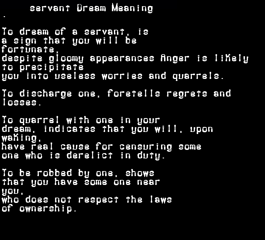  dream meanings servant