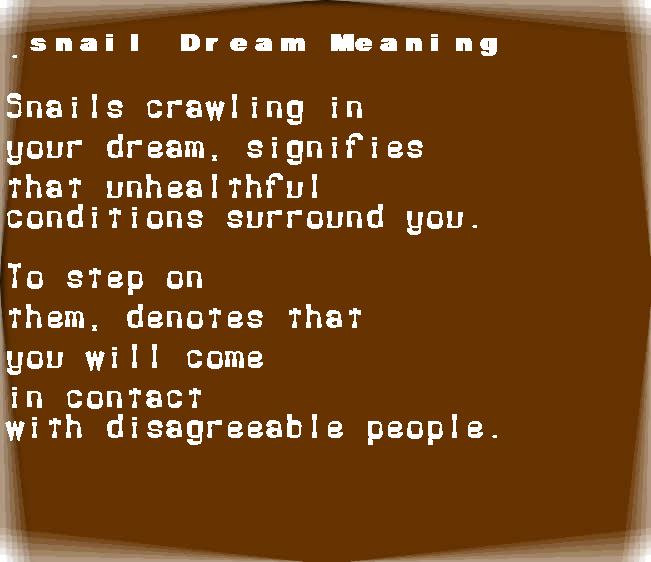  dream meanings snail