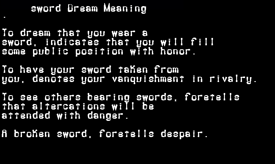  dream meanings sword