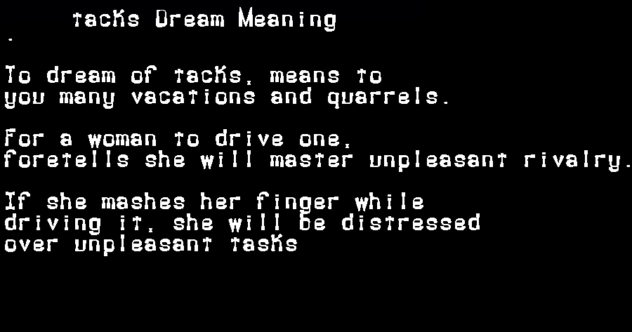  dream meanings tacks