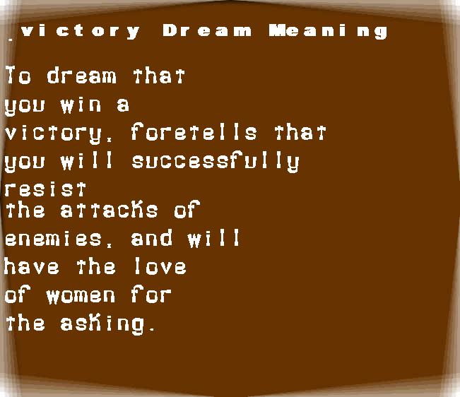  dream meanings victory