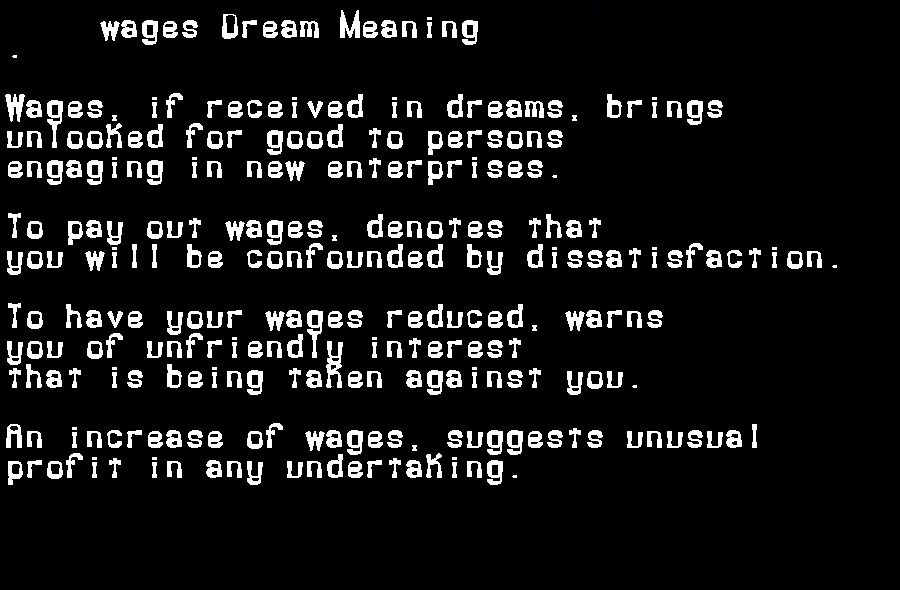  dream meanings wages