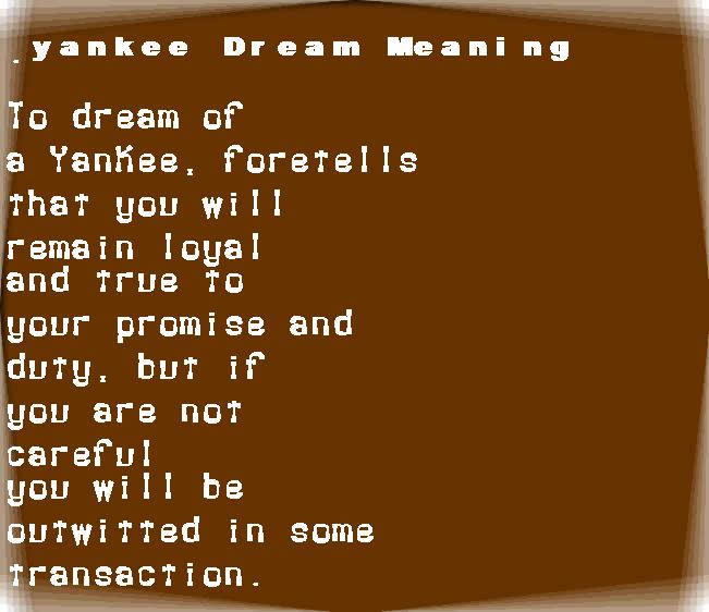  dream meanings yankee